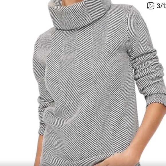 J. Crew Black and White Chevron Cowl Neck Sweatshirt - Picture 3 of 10
